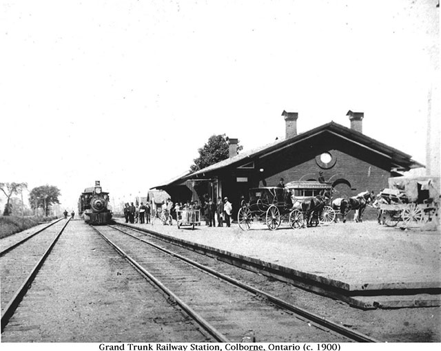 Locomotive pulling into Grand Trunk Station