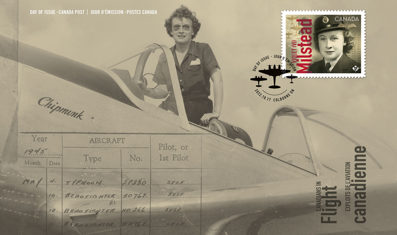 Canadians in Flight – Violet Milstead: Official First Day Cover (front)